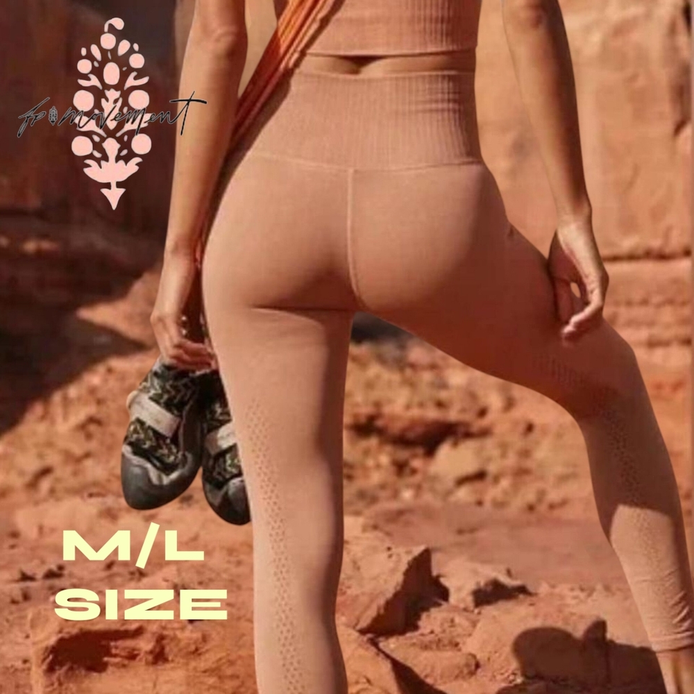 Free People FP Movement High-Rise 7/8 Length Good Karma Leggings In Dune - M/L